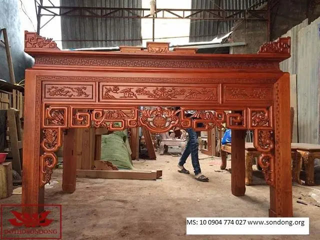 Án gian và giá gương gỗ gụ 4 Bàn thờ Án Gian Gỗ gụ