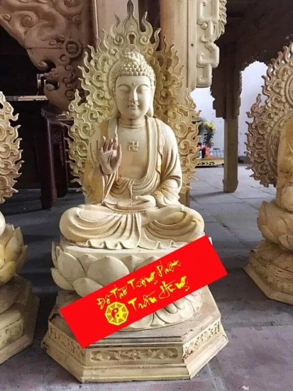 Cách bố trí bàn thờ phật tại gia chuẩn nhất 4 tượng phật dược sư bằng gỗ