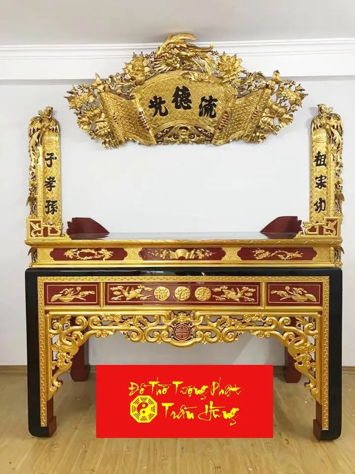 17 mẫu Cuốn thư câu đối bằng gỗ – Mẫu đẹp, ý nghĩa, giá xưởng Trần Hùng 4 Án gian thờ gỗ mít