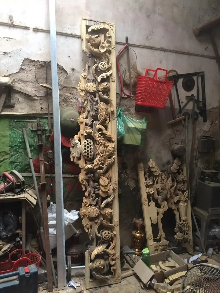 cửa võng ngũ phúc bằng gỗ