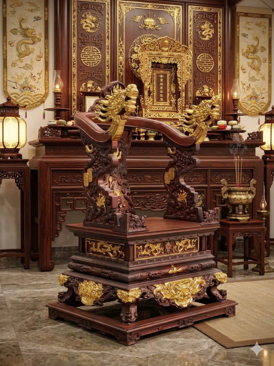Mẫu ỷ thờ gỗ Gụ khi hoàn thiện tại xưởng