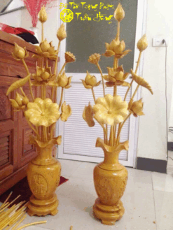 bình hoa sen gỗ