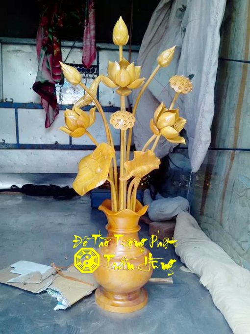 hoa sen bằng gỗ