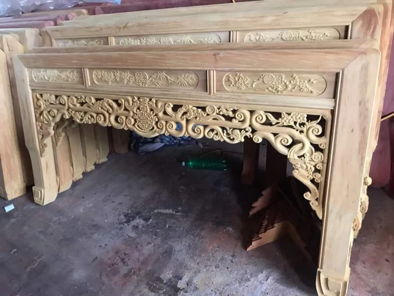 Án gian và giá gương gỗ gụ 6 án gian thờ gỗ