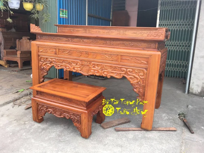Án gian tam cấp gỗ gụ 2 Bàn thờ nhị cấp, bàn thờ tam cấp đẹp