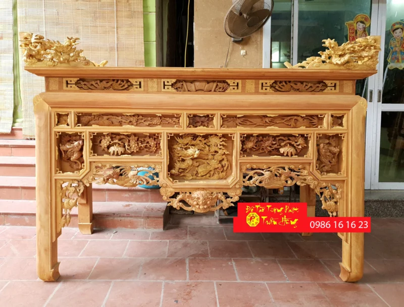 Bộ bàn thờ sơn son thếp vàng treo cuốn thư câu đối 8 Bộ bàn thờ sơn son thếp vàng treo cuốn thư câu đối