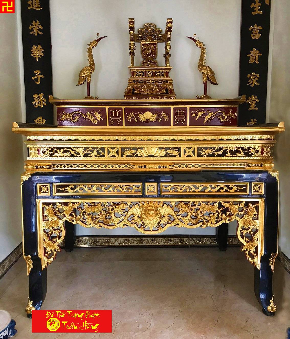 bàn thờ hai cấp thờ gia tiên ⋆ Đồ thờ Sơn Đồng Hà Nội