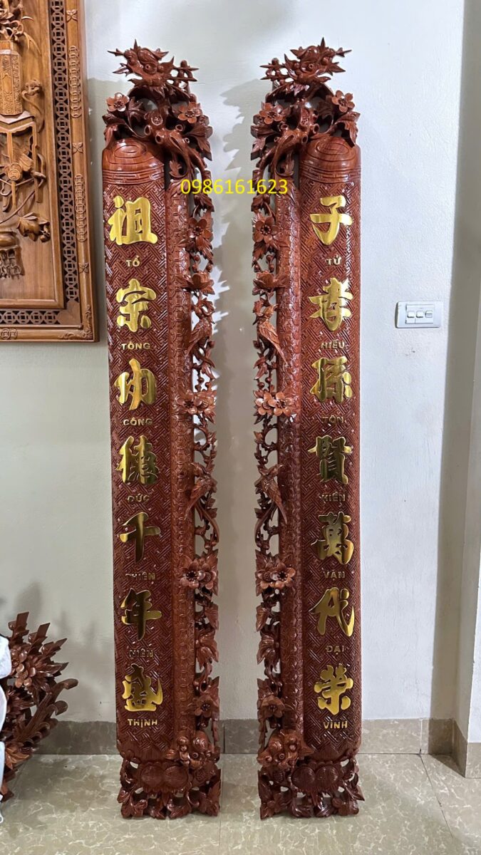 mẫu cuốn thư câu đối gỗ hương