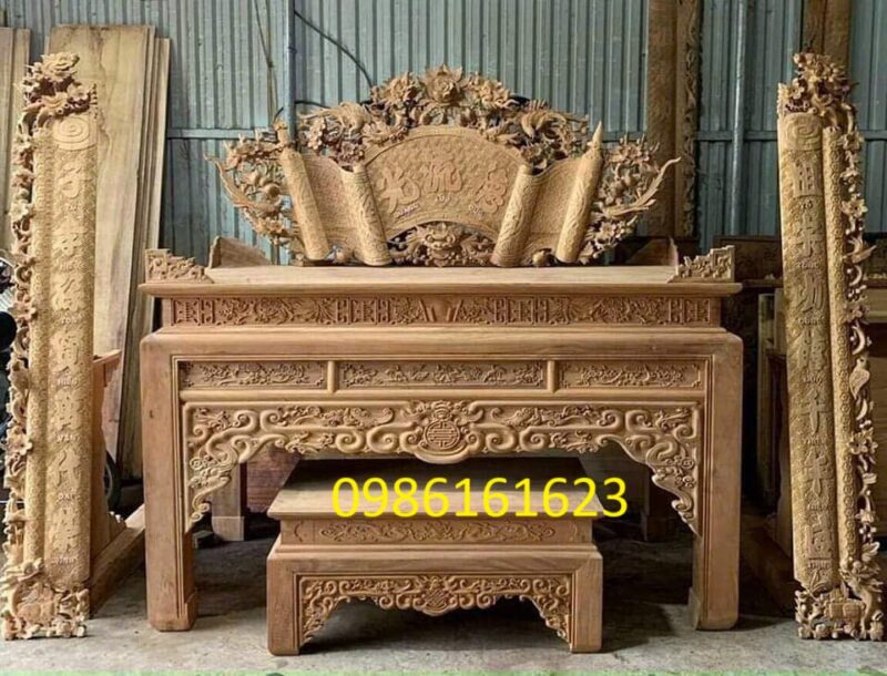 mẫu cuốn thư câu đối gỗ mít