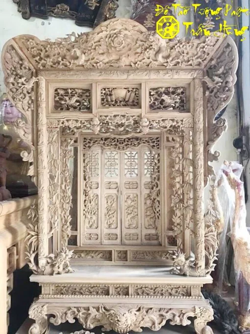 khám thờ gia tiên gỗ
