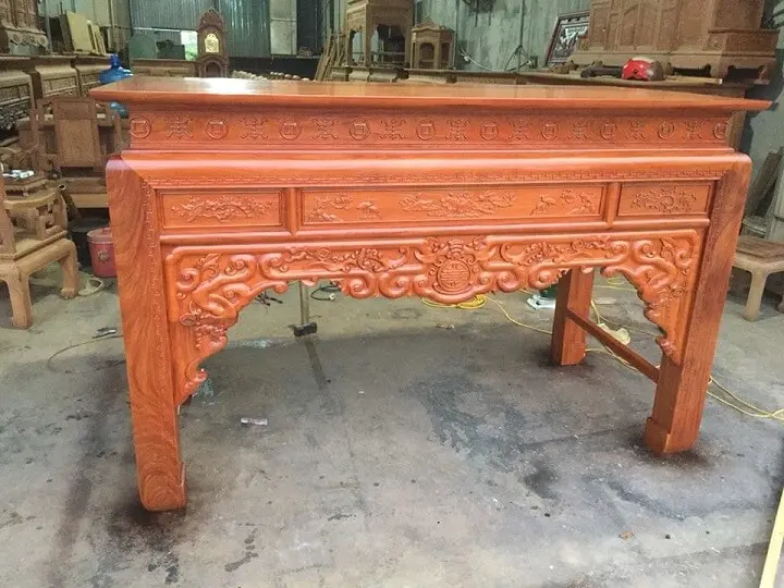 Án gian và giá gương gỗ gụ 3 án gian thờ gỗ hường