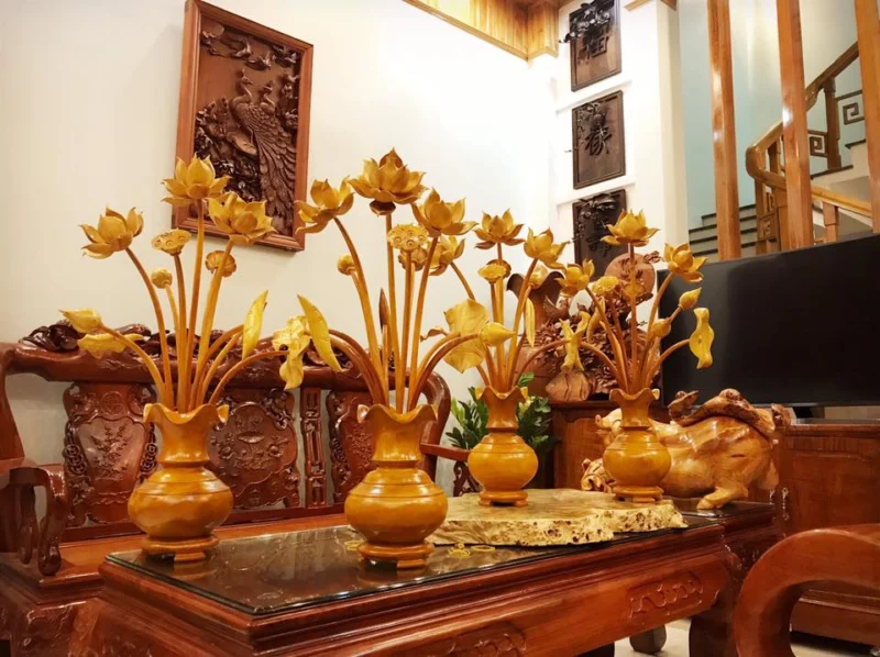 bình sen gỗ mít