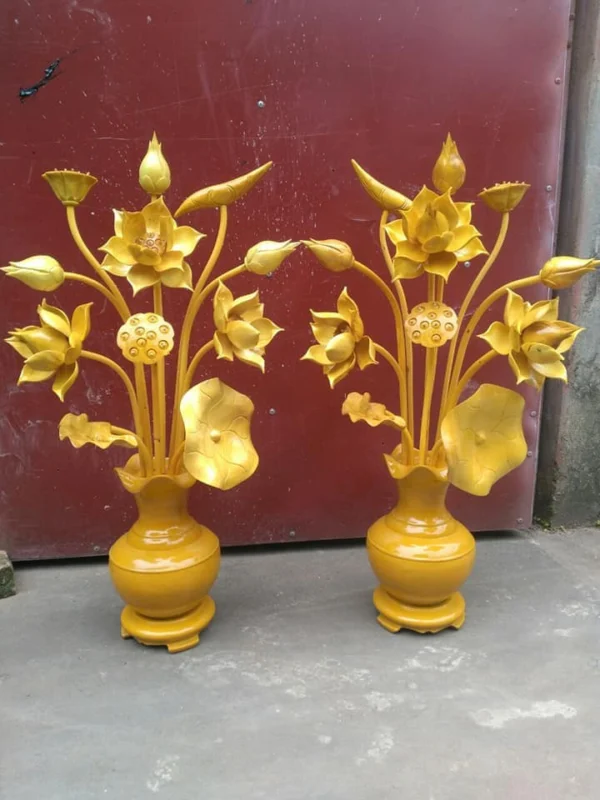 giá bình hoa sen gỗ