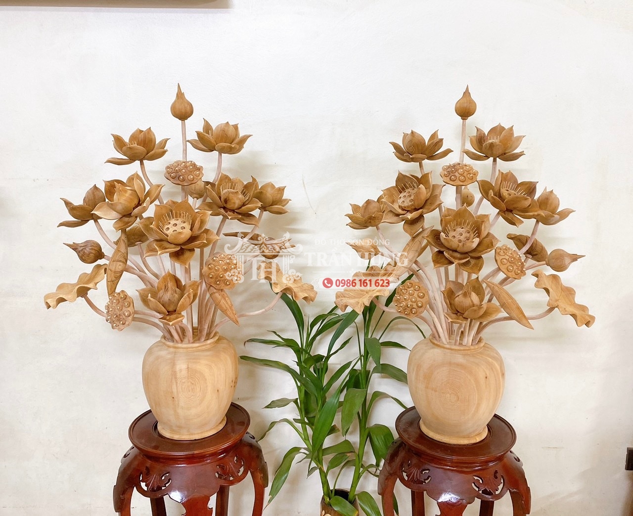 Hoa sen gỗ để bàn 3 Hoa sen gỗ