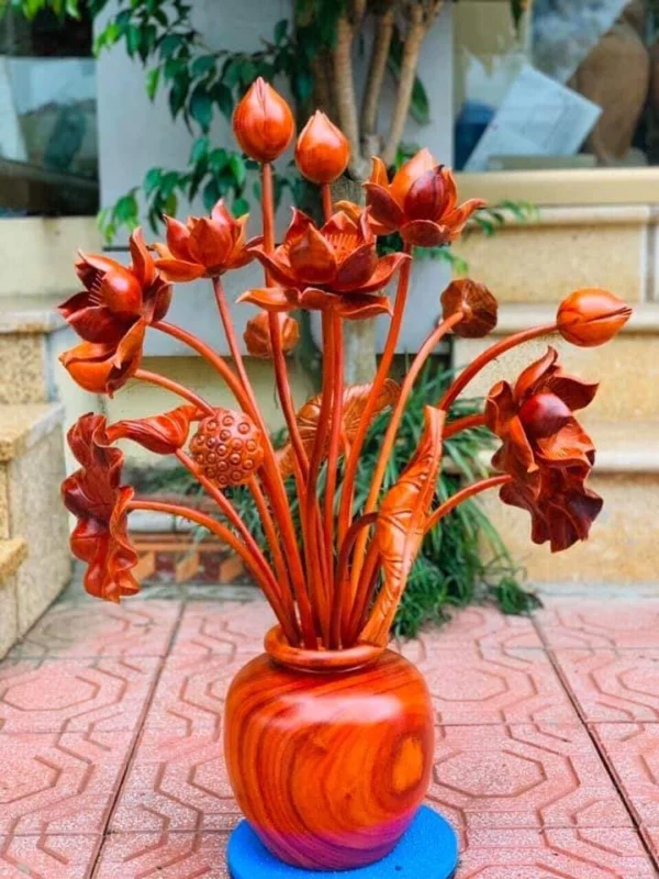 mẫu bình hoa sen gỗ đẹp