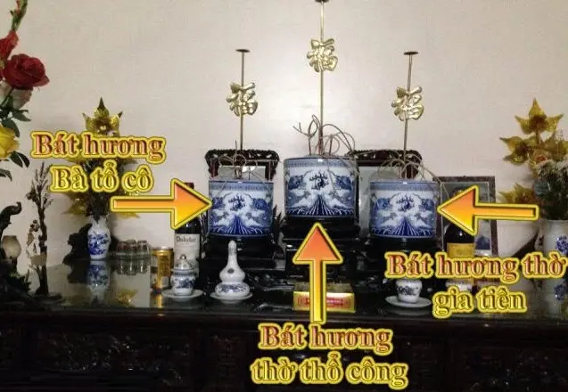 Hướng dẫn cách đặt bát hương trên bàn thờ tại nhà đúng chuẩn 3 vị trí đặt bát hương trên bàn thờ