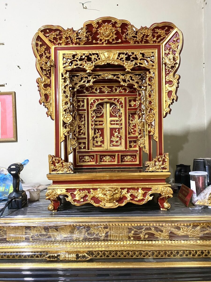 Mẫu Khám Thờ Đẹp Bằng Gỗ – Các Mẫu Khám Gia Tiên Sơn Đồng 15 Kích thước khám thờ cao 95 cm thờ gia tiên