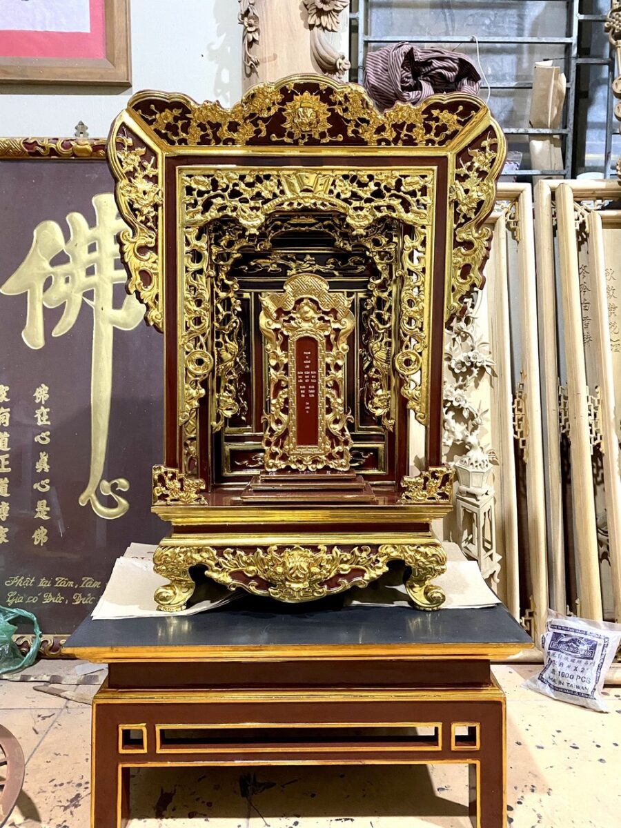 Mẫu Khám Thờ Đẹp Bằng Gỗ – Các Mẫu Khám Gia Tiên Sơn Đồng 14 Khám thờ gia tiên loại nhỏ cao 81cm