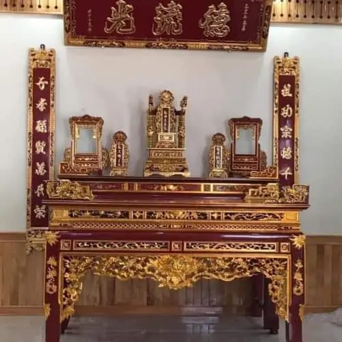 bàn thờ án gian son đỏ