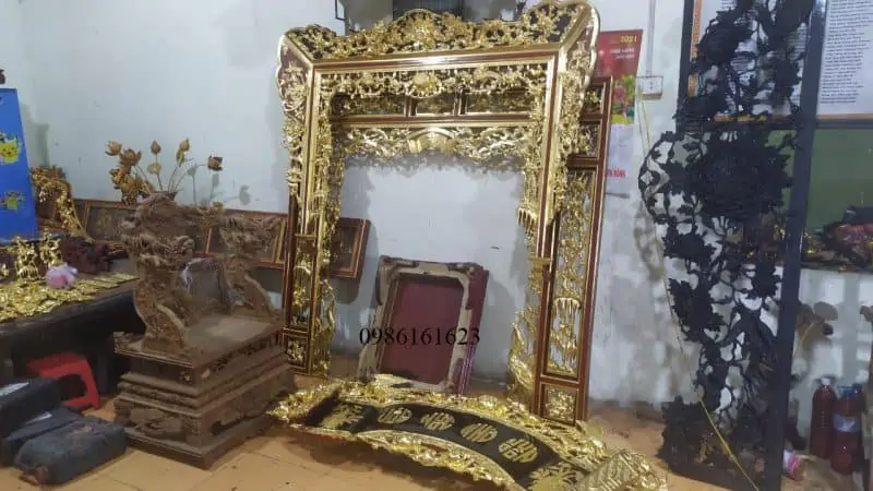 Cuốn thư gỗ mít sơn son thếp vàng 7 cuốn thư chữ quốc ngữ