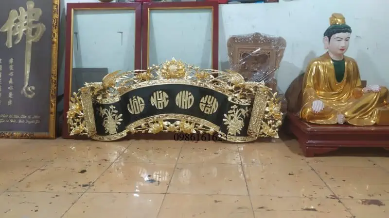 Cuốn thư gỗ mít sơn son thếp vàng 6 cuốn thư thếp vàng