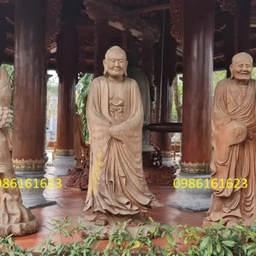 Tượng Thập Bát La Hán – Biểu tượng hộ pháp mạnh mẽ trong không gian thờ Phật 11 tượng La Hán bằng gỗ mít