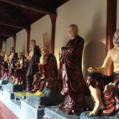 Tượng Thập Bát La Hán – Biểu tượng hộ pháp mạnh mẽ trong không gian thờ Phật 8 tượng 18 vị A La Hán
