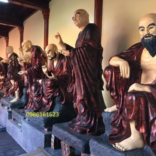 Tượng Thập Bát La Hán – Biểu tượng hộ pháp mạnh mẽ trong không gian thờ Phật 9 xưởng làm tượng La Hán