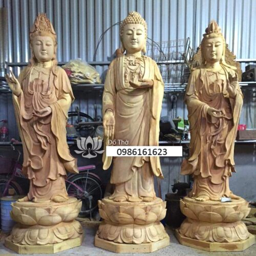 tượng tây phương tam thánh bằng gỗ