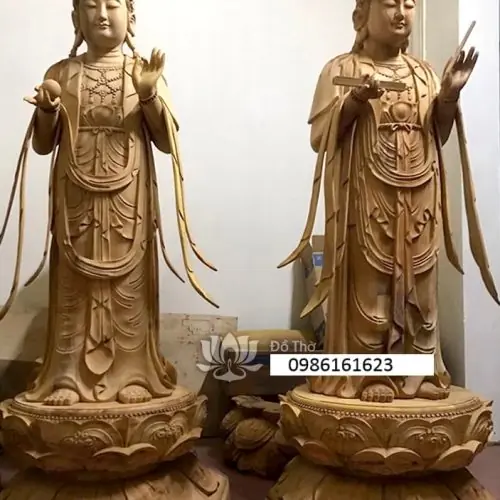 tượng đại thế chí bồ tát bằng gỗ