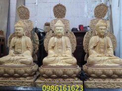 Tượng Tam Thế Phật gỗ