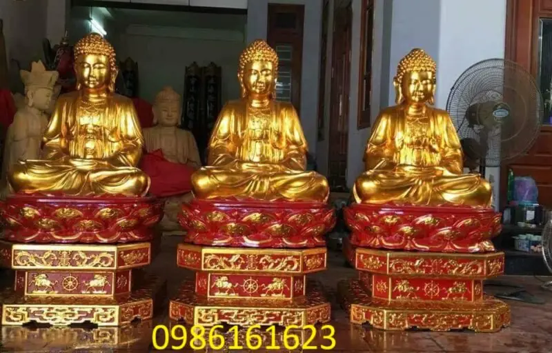 Khám phá ý nghĩa của ban Tam Bảo và các tượng Tam Bảo trong chùa 3 xưởng làm Tượng Tam Thế Phật Sơn Đồng Hà Nội