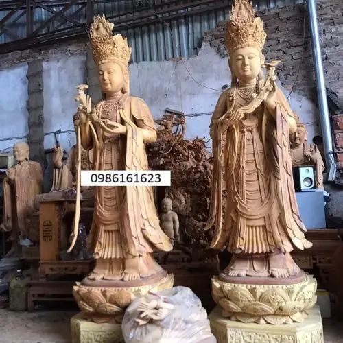 tượng đại the chí bồ tát bằng gỗ
