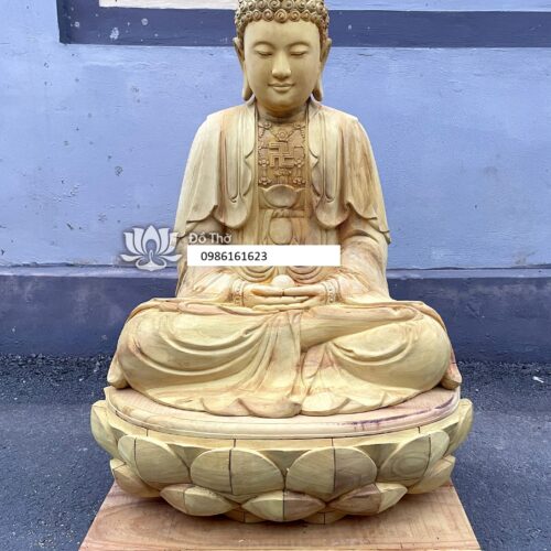tượng a di đà ngồi bằng gỗ