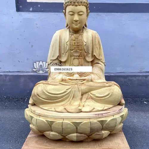 tượng a di đà ngồi bằng gỗ