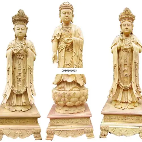 tượng tây phương tam thánh gỗ