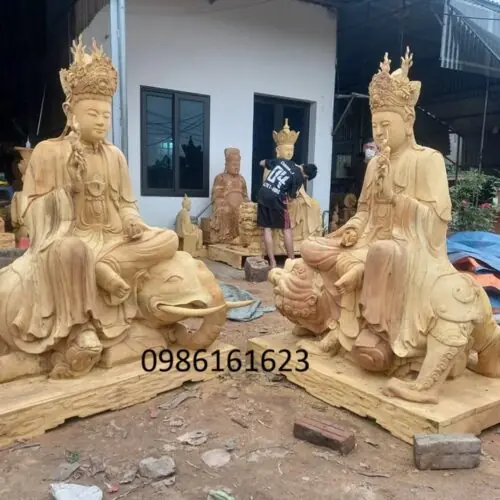 Tượng văn thù phổ hiền gỗ