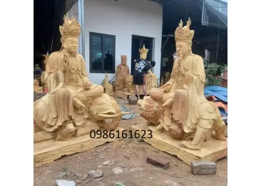 Tượng văn thù phổ hiền gỗ