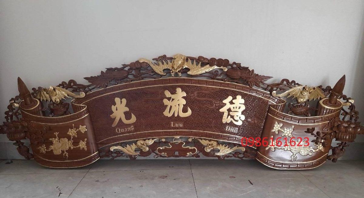 CUỐN THƯ CÂU ĐỐI BẰNG GỖ HƯƠNG