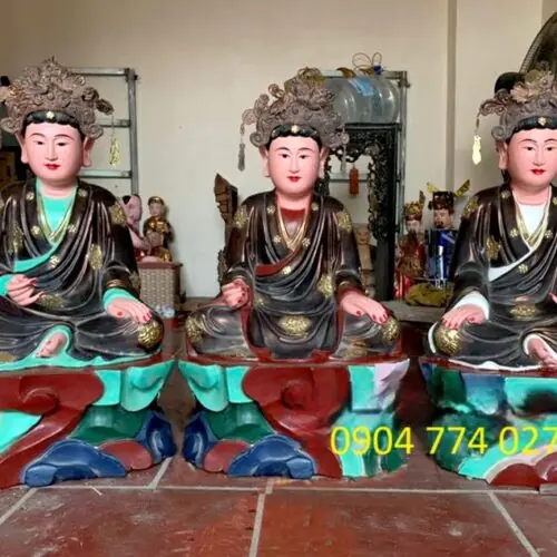 Tượng Tam Tòa Thánh Mẫu 20 Tượng tam tóa thánh mẫu giả cổ ngồi bệ cao