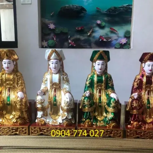Tượng Tứ Phủ Chầu Bà 28 Tượng Chầu Đệ Nhị Thượng Ngàn bằng gỗ mít – Sơn son thếp vàng chuẩn nghi lễ
