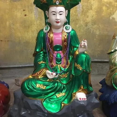 Tượng Tứ Phủ Chầu Bà 18 Tượng Chầu Bà để mộc bằng gỗ mít – giữ nguyên vân gỗ tự nhiên