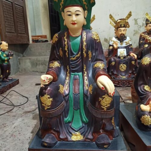 Mẫu tượng Chầu Bảy Kim Giao gỗ dổi – phối màu đẹp, thần sắc rõ nét