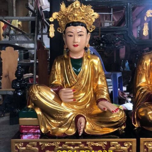 Tượng tam tóa thánh mẫu gỗ mít sơn son thếp vàng
