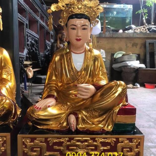 Tượng tam tóa thánh mẫu gỗ mít sơn son thếp vàng