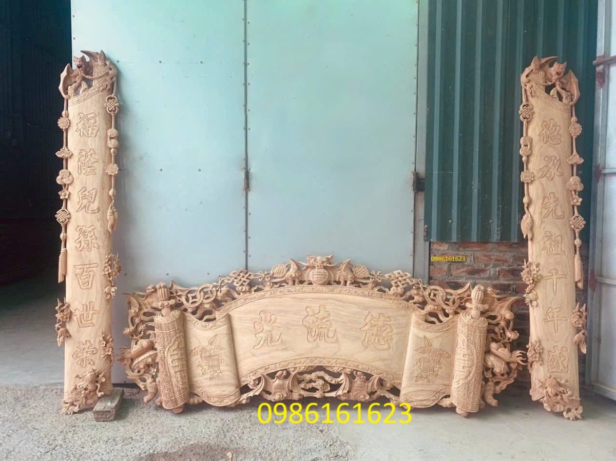 Gỗ Mít Ta Và Gỗ Mít Nhập: Khác Gì Khi Làm Đồ Thờ? 1 Cuốn thư câu đối bằng gỗ