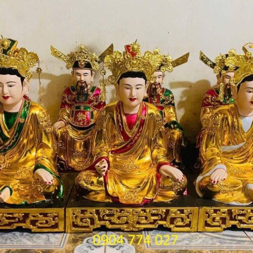 Tượng tam tóa thánh mẫu gỗ mít sơn son thếp vàng