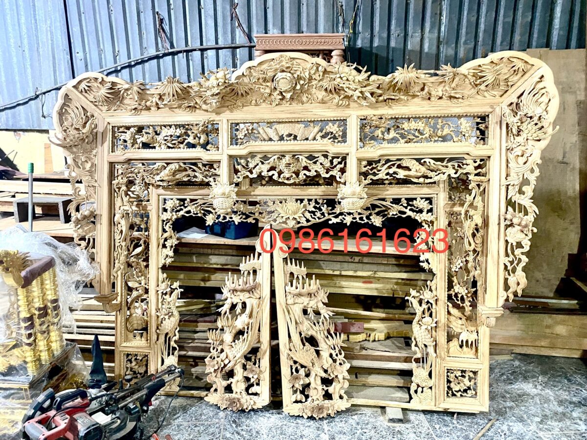 Xưởng đồ thờ uy tín tại Sơn Đồng – Lựa chọn số 1 cho bàn thờ gia tiên 8 thiều châu cửa võng