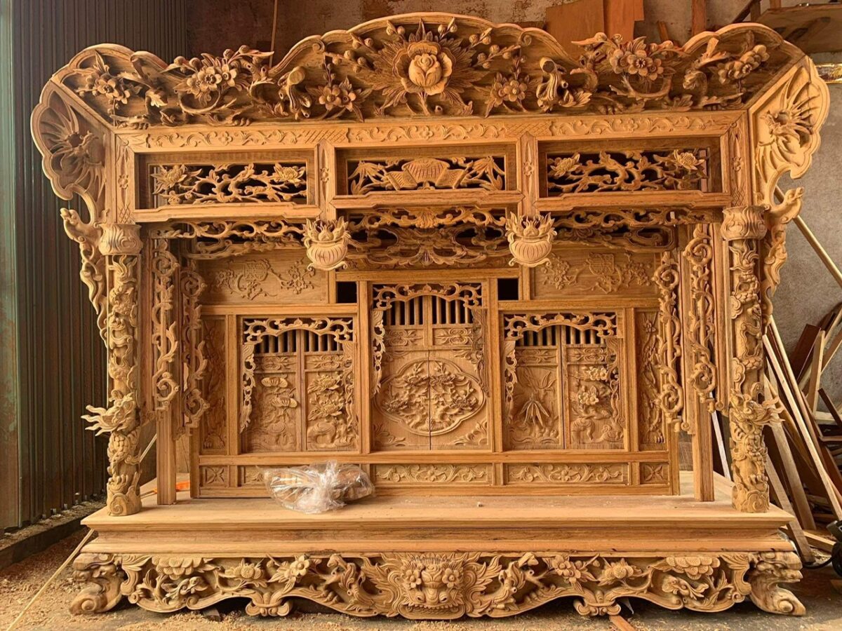 Đồ Thờ Nhà Thờ Tổ Gồm Những Gì? Cách Chọn Bộ Đồ Thờ Đồng Bộ 7 Khám: 3 gian, 6 cánh, 2 lèo cho nhà thờ họ