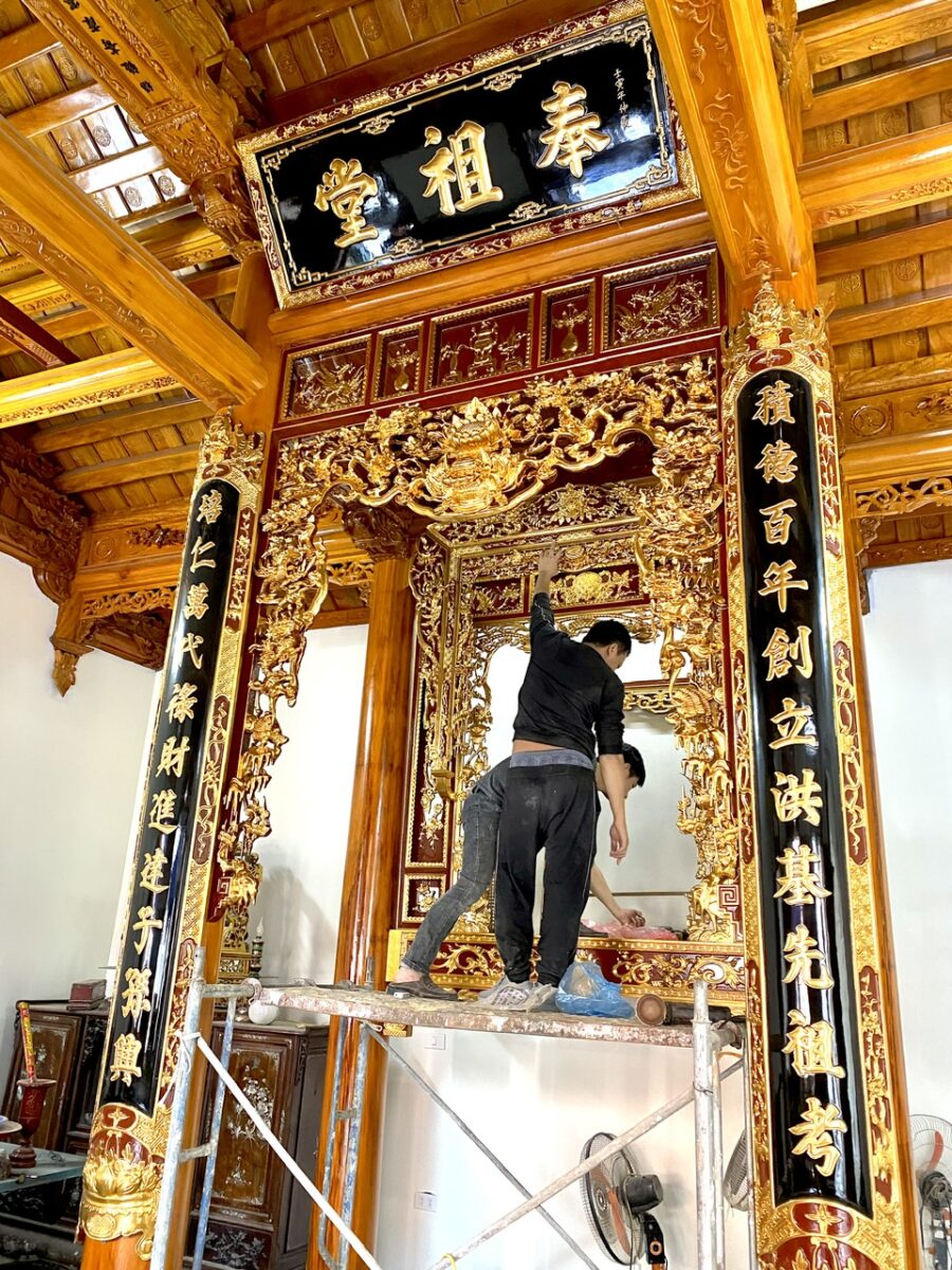 Xưởng Làm Hoành Phi Câu Đối Tại Hà Nội – Nhận Làm Theo Yêu Cầu 15 Hoanh phi câu đối bàn thờ gia tiên